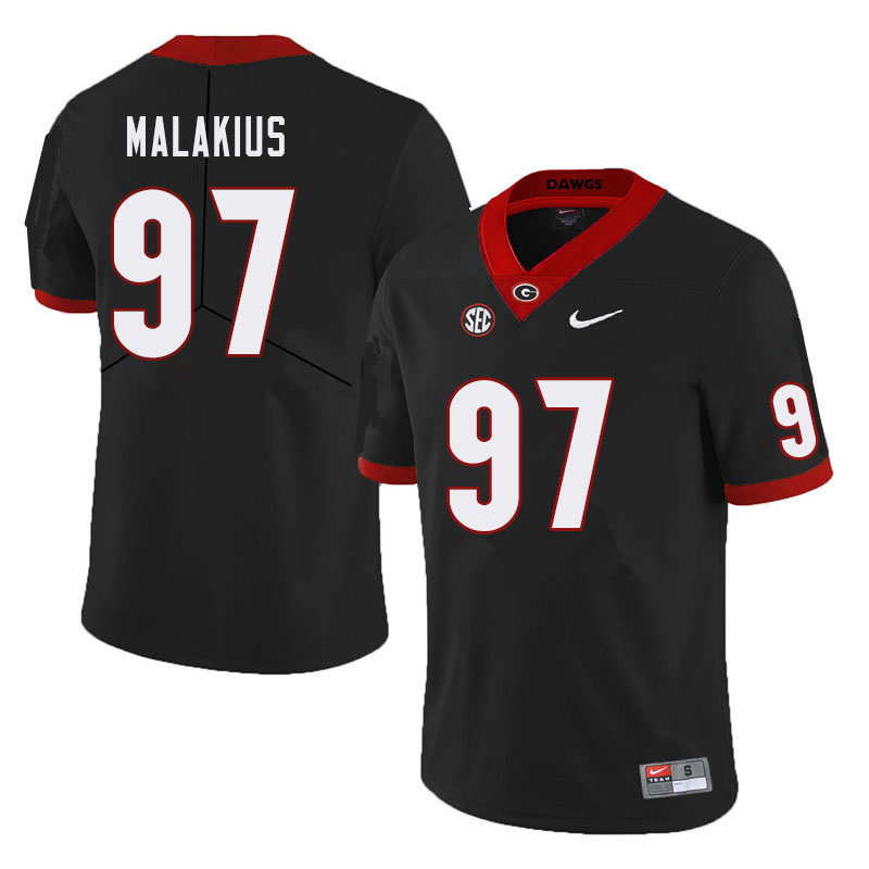 Men #97 Tyler Malakius Georgia Bulldogs College Football Jerseys Sale-Black